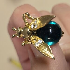 Gold Toned Bug Brooch Costume Jewelry